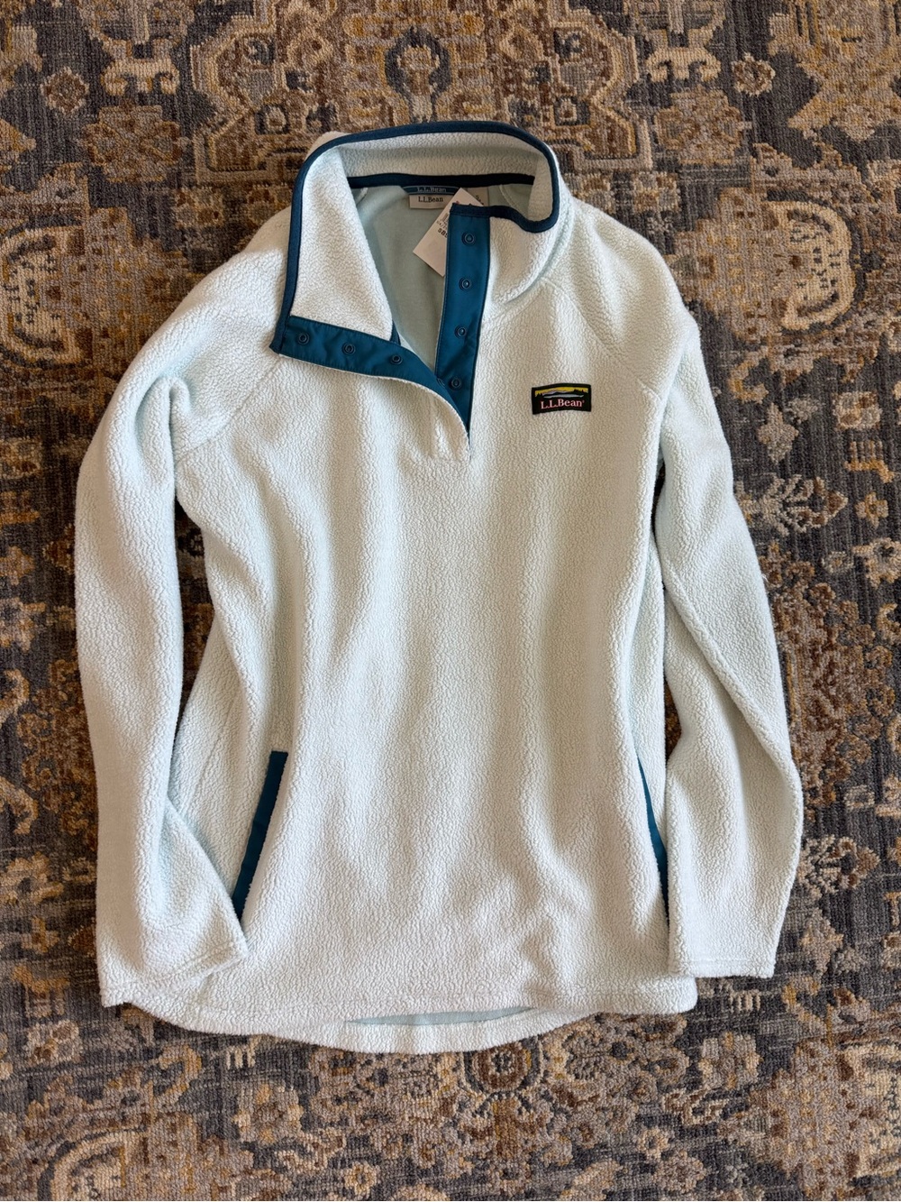 NWT L.L. Bean Women’s Light Blue Fleece Snap Pullover